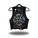 SHED COMFORT ROAD RASH BACK CUT BLACK CROP TANK