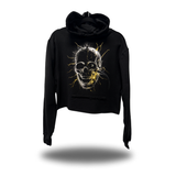 ELECTRIFIED SKULL CROP HOODIE