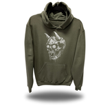 DEMON SKULL HOODIE MILITARY GREEN