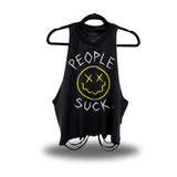 PEOPLE SUCK ROAD RASH CROP TANK TOP