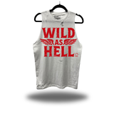 WILD AS HELL ROAD RASH WHITE TANK TOP