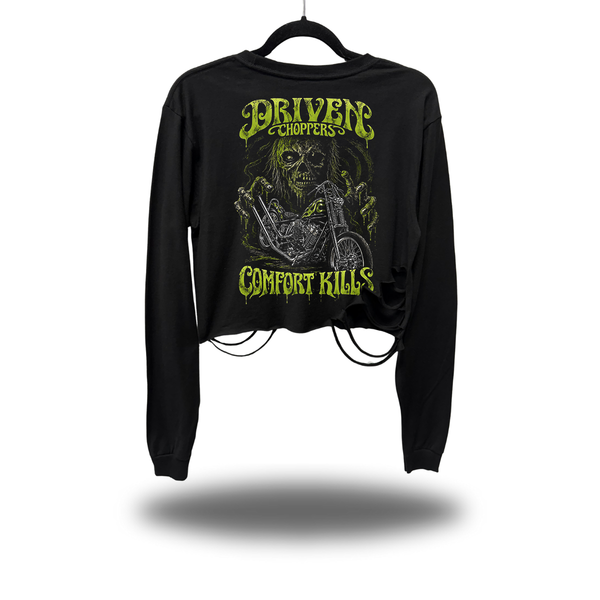 DRIVEN DEAD CHOPPERS ROAD RASH CROP LONG SLEEVE TEE