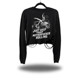 KEEP IT ROLLIN ROAD RASH CROP LONG SLEEVE TEE