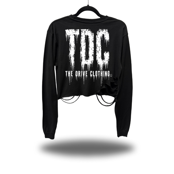 TDC GRUNGE DISTRESSED CROP LONG SLEEVE TEE