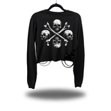 SKULLS & CROSSBONES ROAD RASH CROP LONG SLEEVE TEE