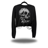SON B*TCH ROAD RASH CROP LONG SLEEVE TEE
