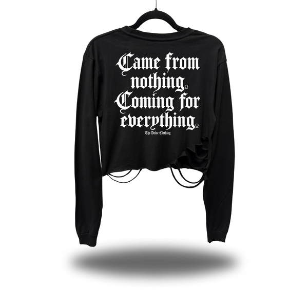 CAME DISTRESSED CROP LONG SLEEVE TEE