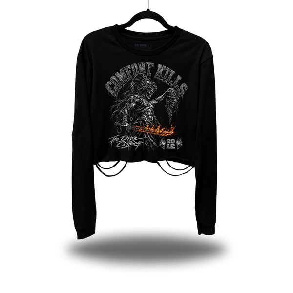 COMFORT GODDESS ROAD RASH CROP LONG SLEEVE TEE
