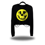 SKULL SMILEY ROAD RASH CROP LONG SLEEVE TEE