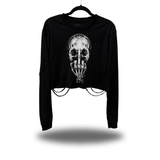 FU SKULL ROAD RASH CROP LONG SLEEVE TEE