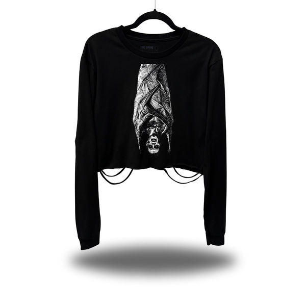 DRACULA BAT ROAD RASH CROP LONG SLEEVE TEE