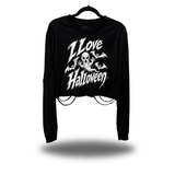 I LOVE HALLOWEEN ROAD RASH CROP LONG SLEEVE TEE