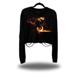 DRIVEN GHOST RIDER WHEELIE ROAD RASH CROP LONG SLEEVE TEE