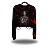 PUNK FU FRANKY - BLOOD ROAD RASH CROP LONG SLEEVE TEE