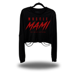 MUSCLE MAMI ROAD RASH CROP LONG SLEEVE TEE