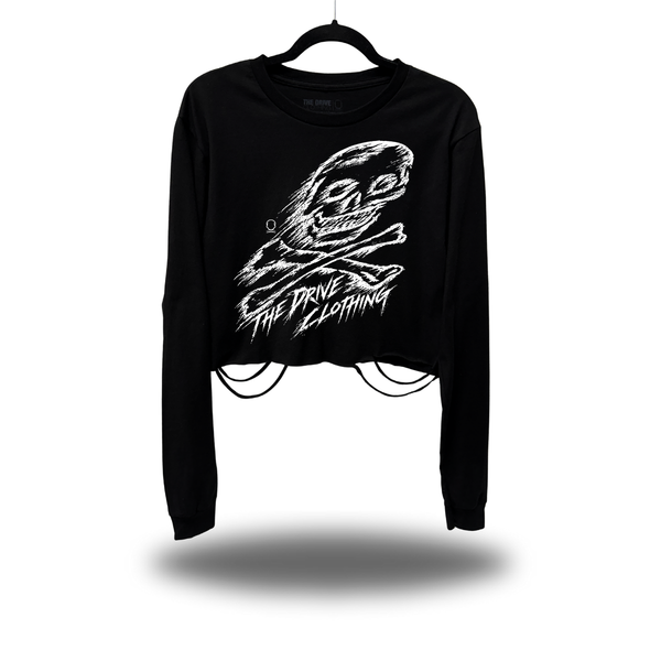 SKETCHY DRIVE ROAD RASH CROP LONG SLEEVE TEE