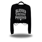 MILDLY POSSESSED ROAD RASH CROP LONG SLEEVE TEE