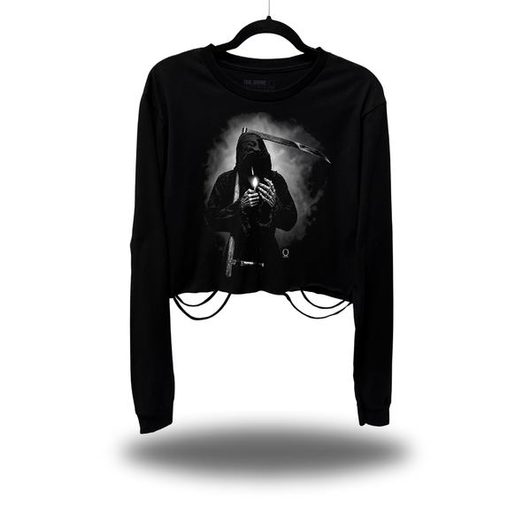 SMOKE BREAK ROAD RASH CROP LONG SLEEVE TEE