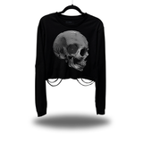 SPIRAL SKULL ROAD RASH CROP LONG SLEEVE TEE