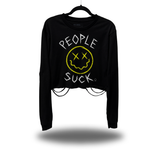 PEOPLE SUCK ROAD RASH CROP LONG SLEEVE TEE