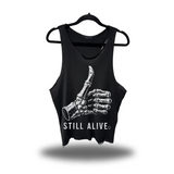 STILL ALIVE SCOOP NECK STRINGER TANK TOP
