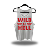 WILD AS HELL WHITE SCOOP NECK STRINGER