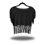 UNBOTHERED WESTERN FRINGE CROP TOP