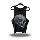 SPIRAL SKULL SCOOP NECK STRINGER TANK TOP