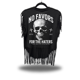 NO FAVORS WESTERN FRINGE BLACK TEE