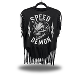 SPEED DEMON WESTERN FRINGE BLACK TEE