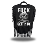 GETTIN BY WESTERN FRINGE BLACK TEE