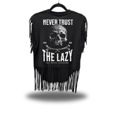 NEVER TRUST WESTERN FRINGE BLACK TEE