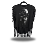 BEFORE DIE WESTERN FRINGE BLACK TEE