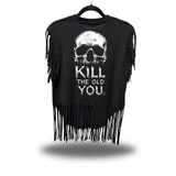 OLD YOU WESTERN FRINGE BLACK TEE