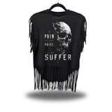 LET ME WESTERN FRINGE BLACK TEE