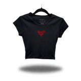 GOOD GIRL CAP SLEEVE BABY RIB CROP TOP