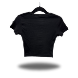 BADGE CAP SLEEVE BABY RIB CROP TOP