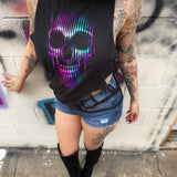 NEON SKULL ROAD RASH CROP TANK TOP