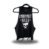 COMFORT CROSSES ROAD RASH CROP TANK TOP