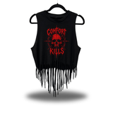 CRIMSON COMFORT WESTERN FRINGE CROP TANK TOP