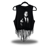 FU TONY WESTERN FRINGE CROP TANK TOP