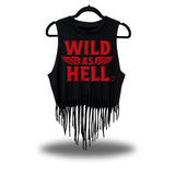WILD AS HELL WESTERN FRINGE CROP TANK TOP