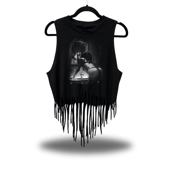 FEROCIOUS WESTERN FRINGE CROP TANK TOP