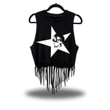 STAR WESTERN FRINGE CROP TANK TOP