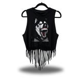 HUSKY GRILLZ WESTERN FRINGE CROP TANK TOP