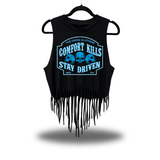 STAY DRIVEN WESTERN FRINGE CROP TANK TOP