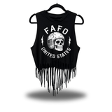 FAFO HELMET WESTERN FRINGE CROP TANK TOP