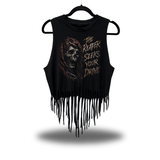 SEEKS DRIVE WESTERN FRINGE CROP TANK TOP