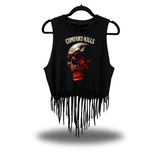 KILLS SKULL WESTERN FRINGE CROP TANK TOP