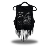 DON'T CARE WESTERN FRINGE CROP TANK TOP
